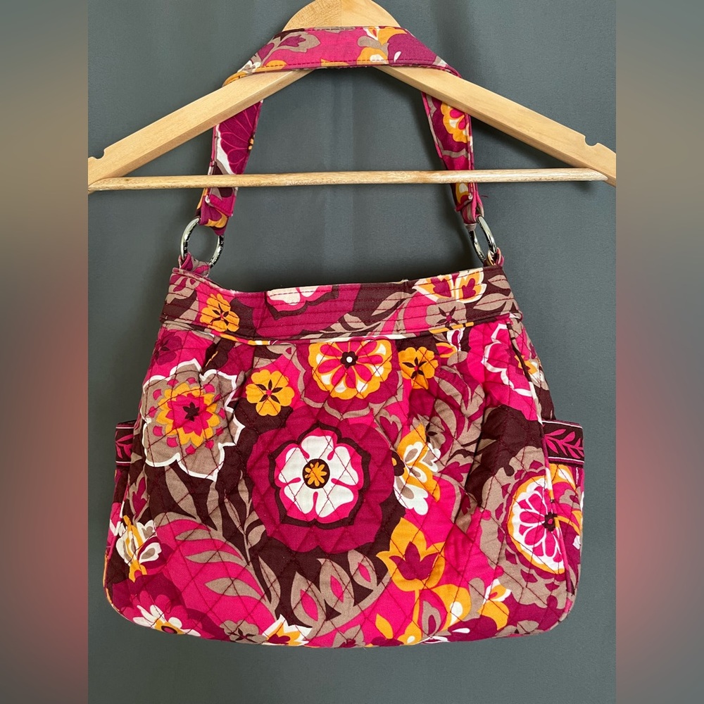 Vera Bradley Carnaby Medium Pink Orange Floral Quilted Shoulder Purse Bag